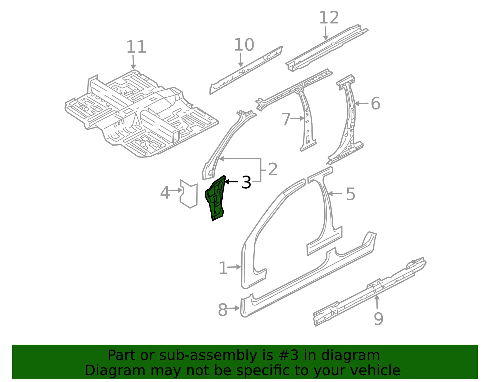 Cowl Side Panel - Kia (0K2AA-7124X) - view 2