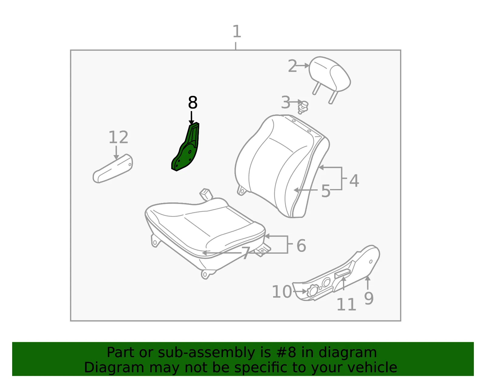Recline Cover - Driver's Side (LH) - Kia (0K32B-8830608) - view 2