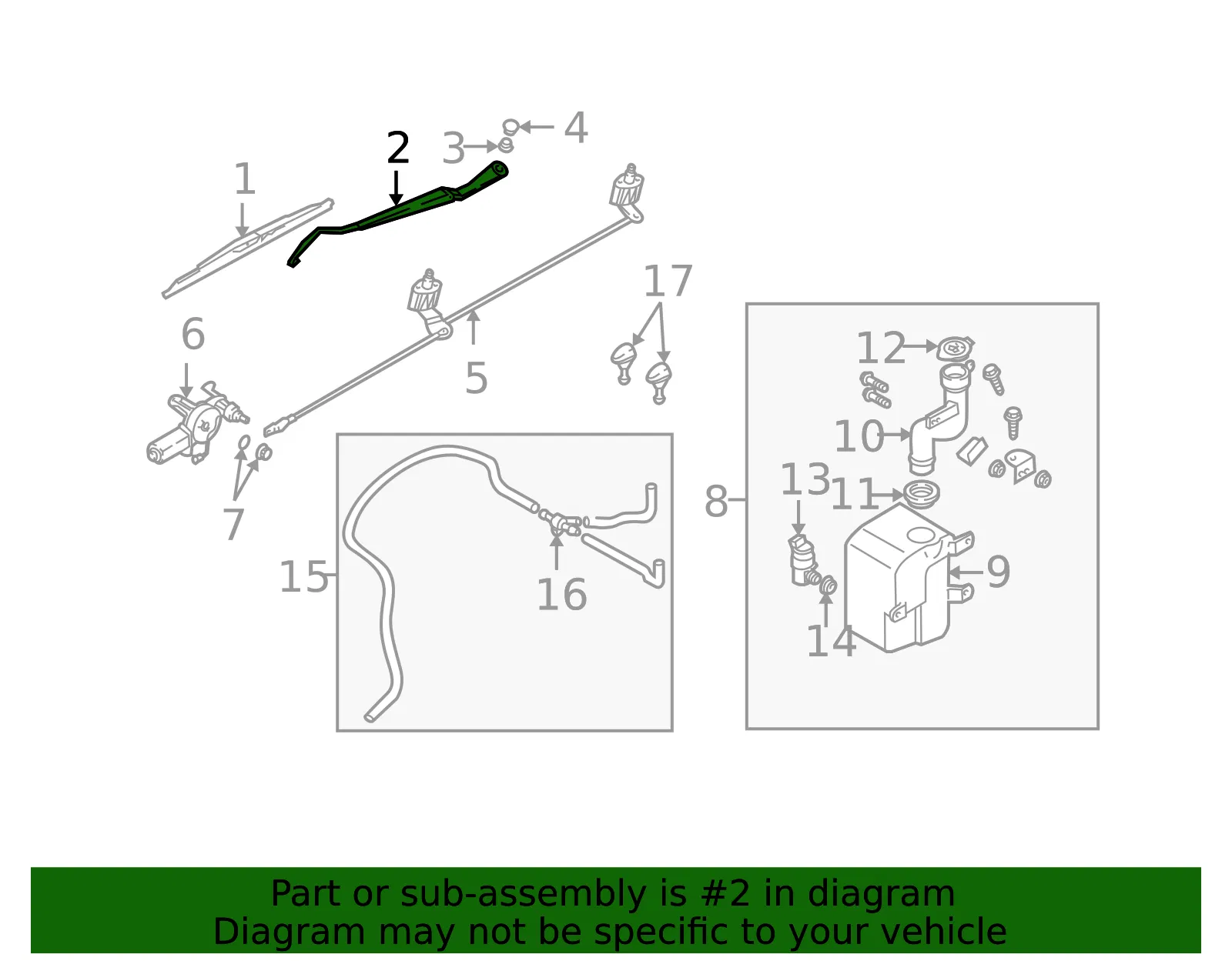 Wiper Arm - Kia (1K52Y-67321A) - view 2