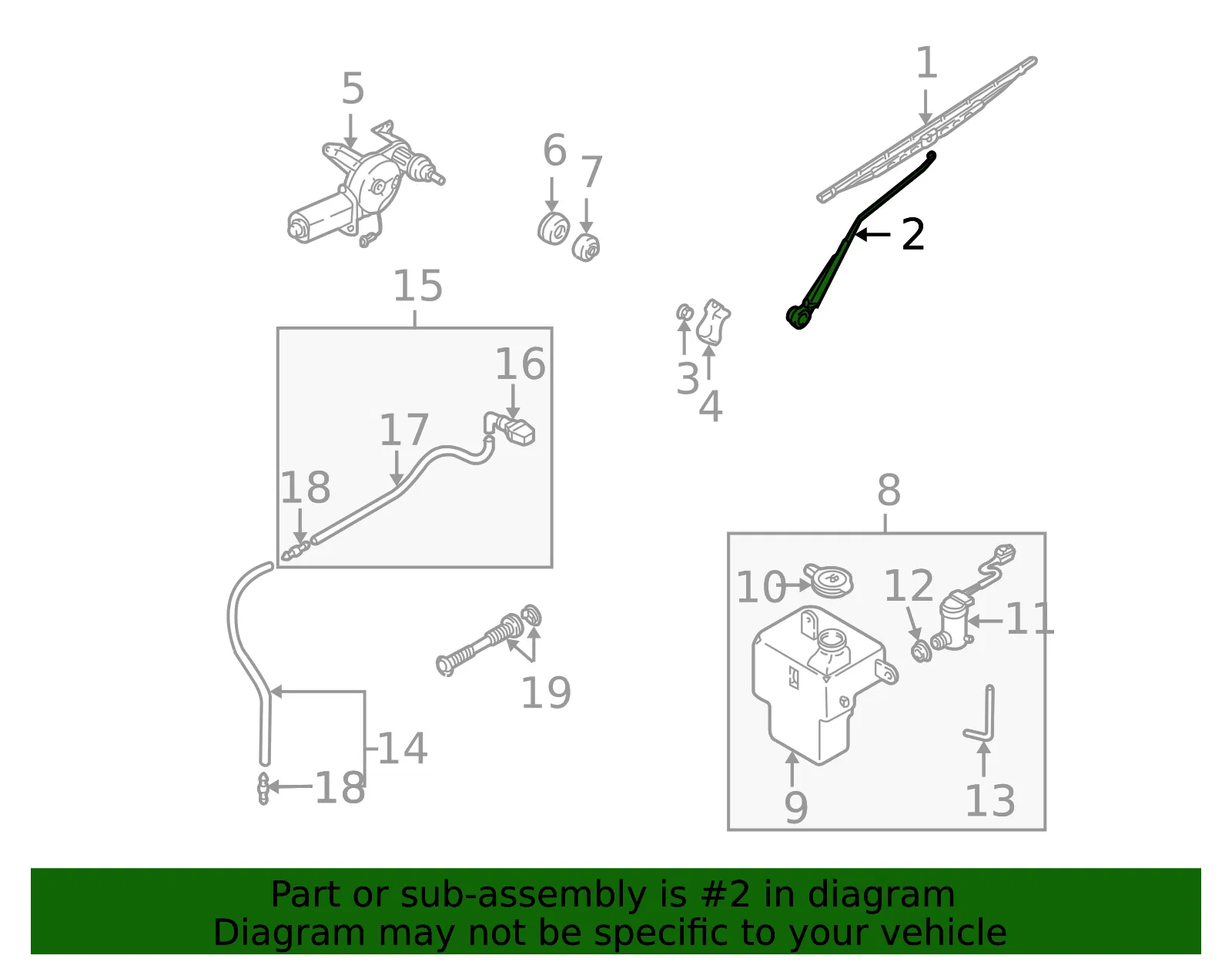 Wiper Arm - Kia (0K56A-67421) - view 2