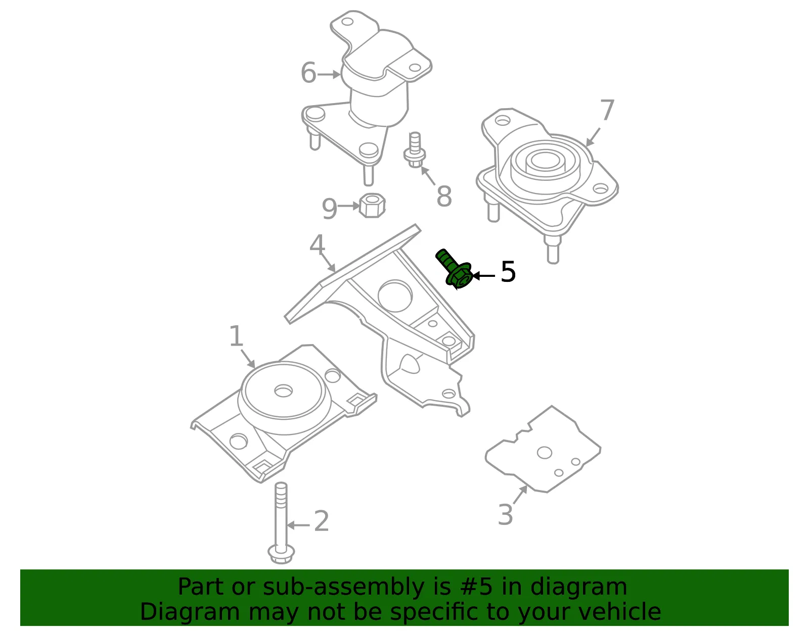 Front Mount Bracket Mount Bolt - Nissan (11298-ZV00A) - view 3