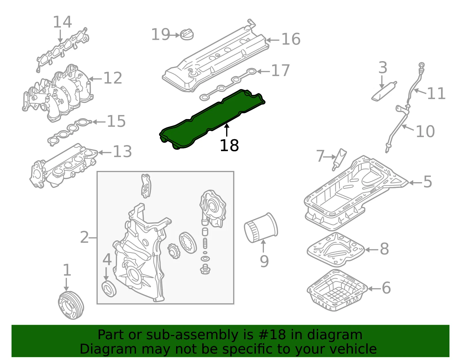 Gasket - Nissan (13270-0Z000) - view 4