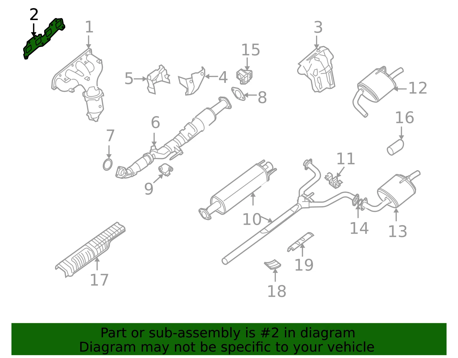 Gasket - Nissan (14036-JA00A) - view 2