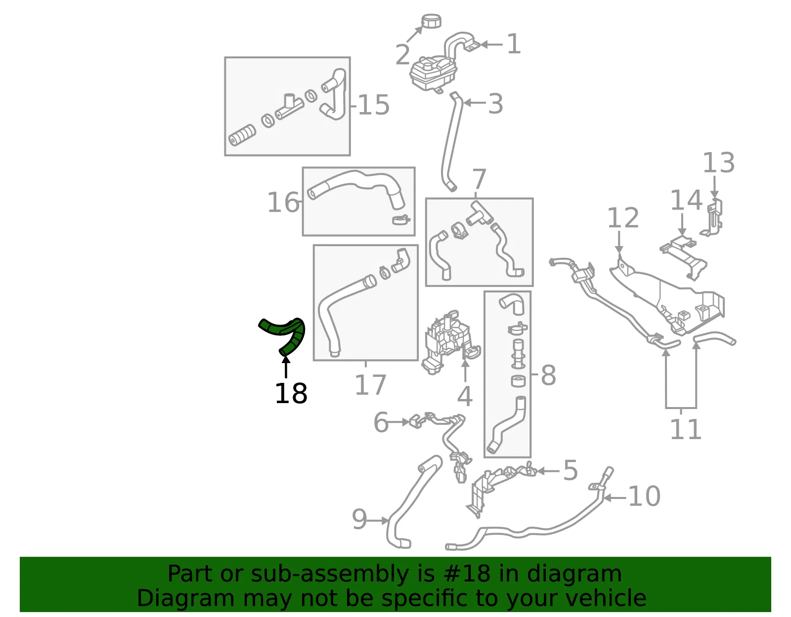 Drive Motor Inverter Coolant Line - Nissan (21502-5MP2A) - view 2