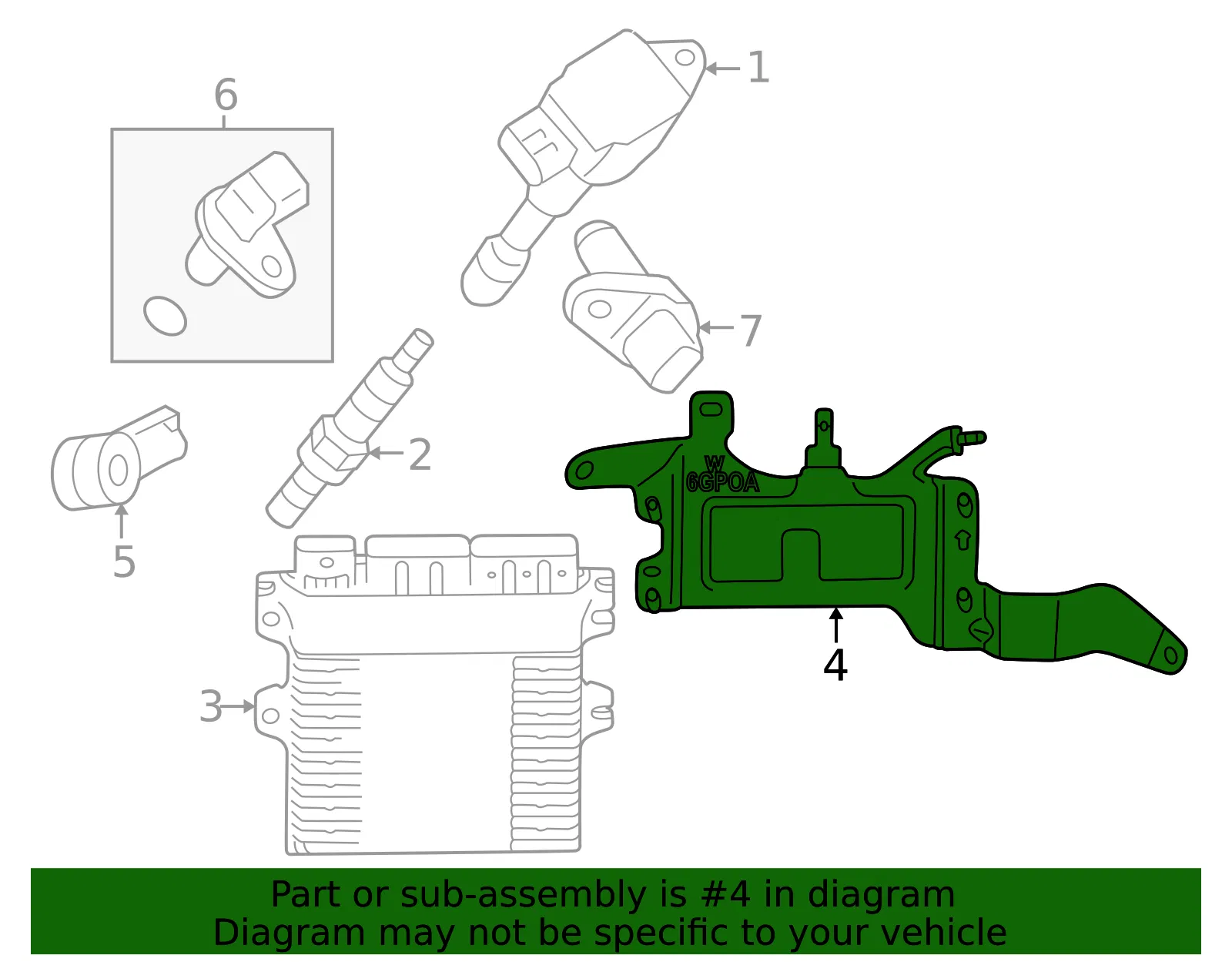 Control Unit Bracket - Nissan (23714-6GP0A) - view 2
