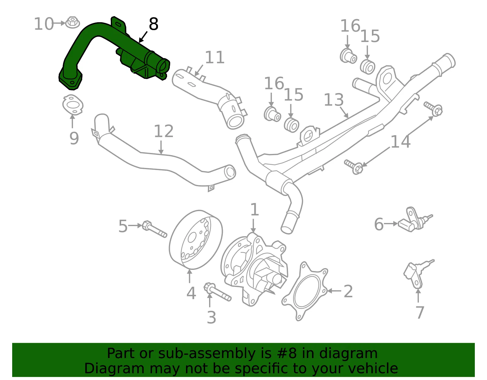 Water Pipe - Kia (25457-2M000) - view 2