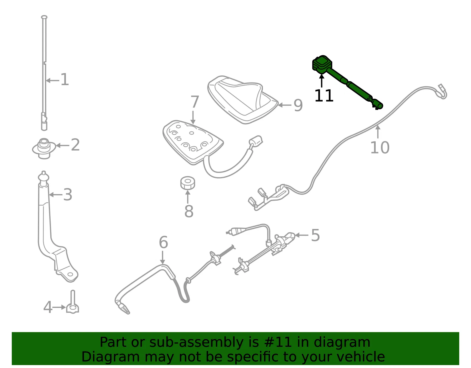 Antenna - Nissan (25975-9FU0A) - view 2