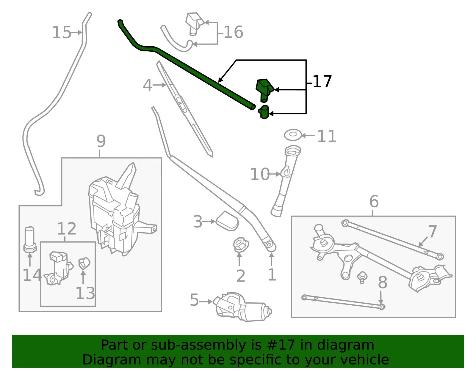 Washer Nozzle - Driver's Side (LH) - Nissan (28933-1JA1B) - view 2