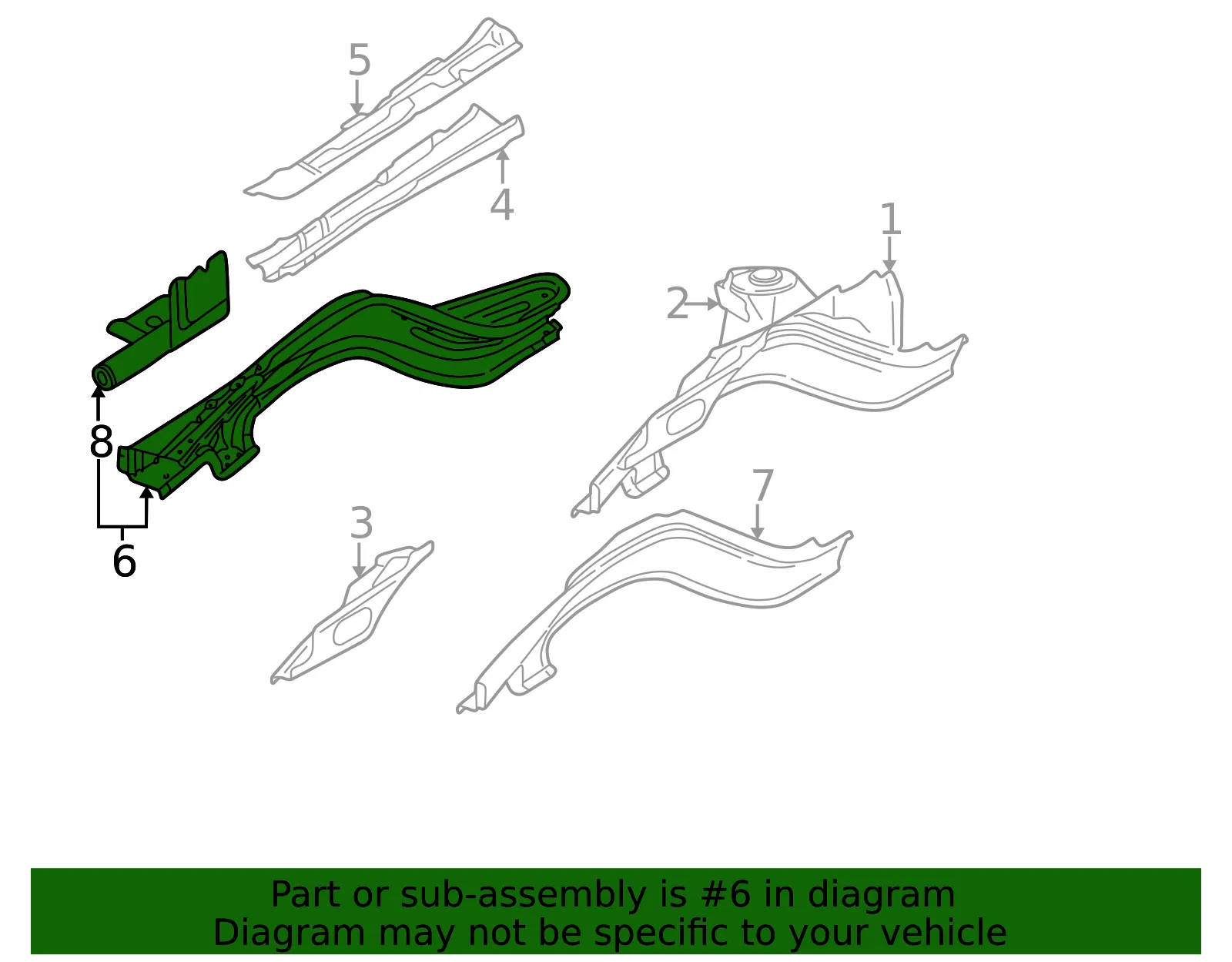 Inner Rail - Passenger Side (RH) - Volvo (30655390) - view 2
