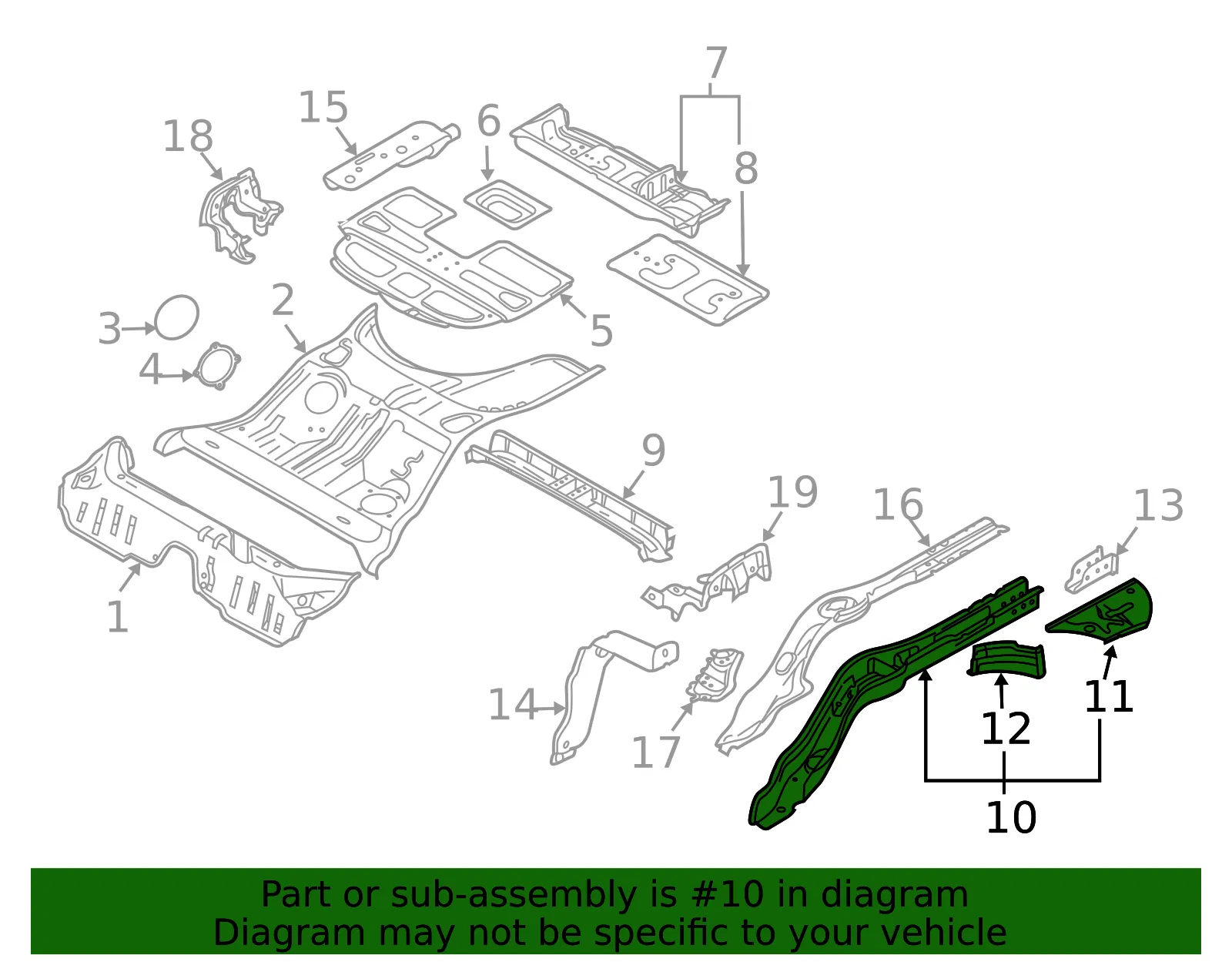 Rear Rail - Passenger Side (RH) - Volvo (30663348) - view 2