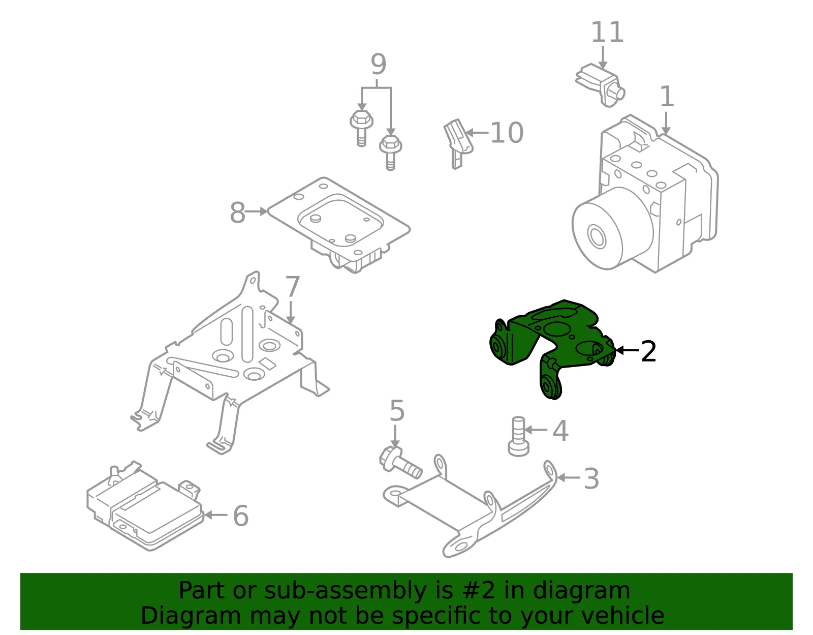 ABS Control Unit Upper Bracket - Volvo (30665181) - view 2