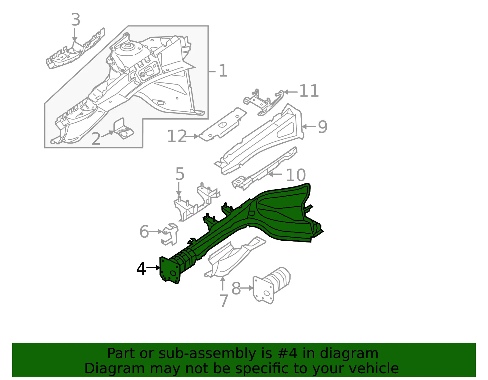 Lower Rail Assembly - Passenger Side (RH) - Volvo (31353737) - view 2
