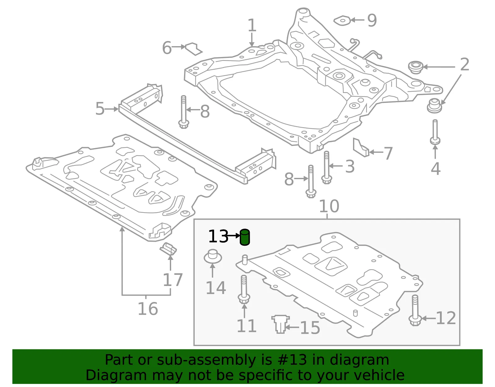 Powertrain Skid Plate Spacer - Volvo (31414393) - view 2