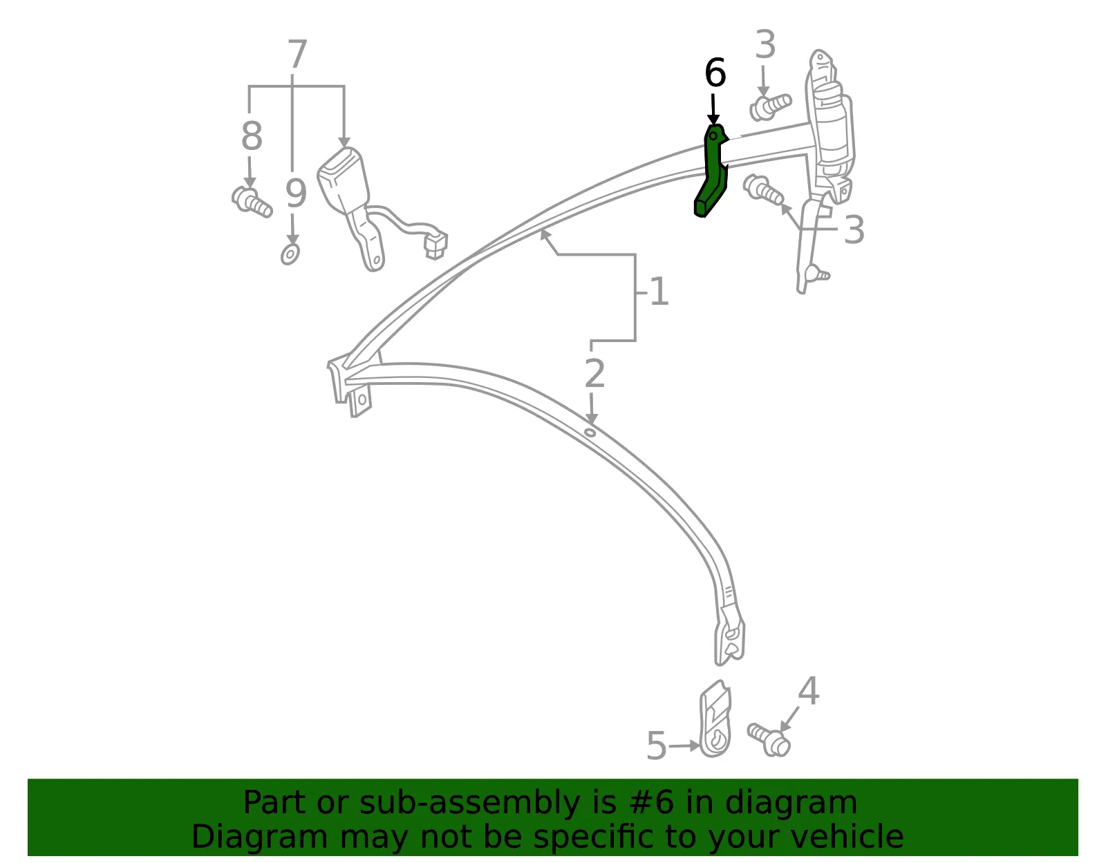 Belt & Retractor Ring - Driver's Side (LH) - Volvo (39966530) - view 3