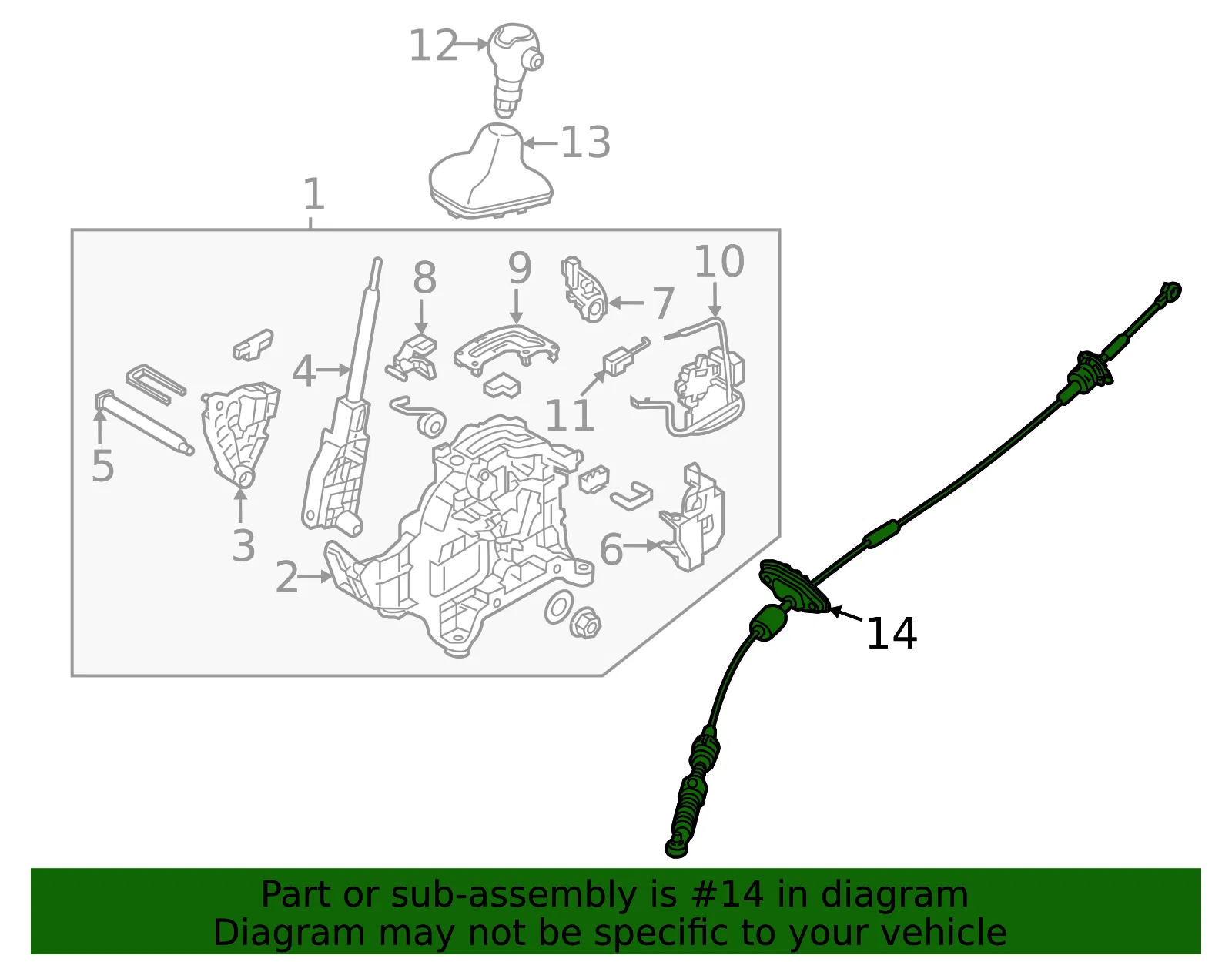 Shift Control Cable - Kia (46790-B2300) - view 2