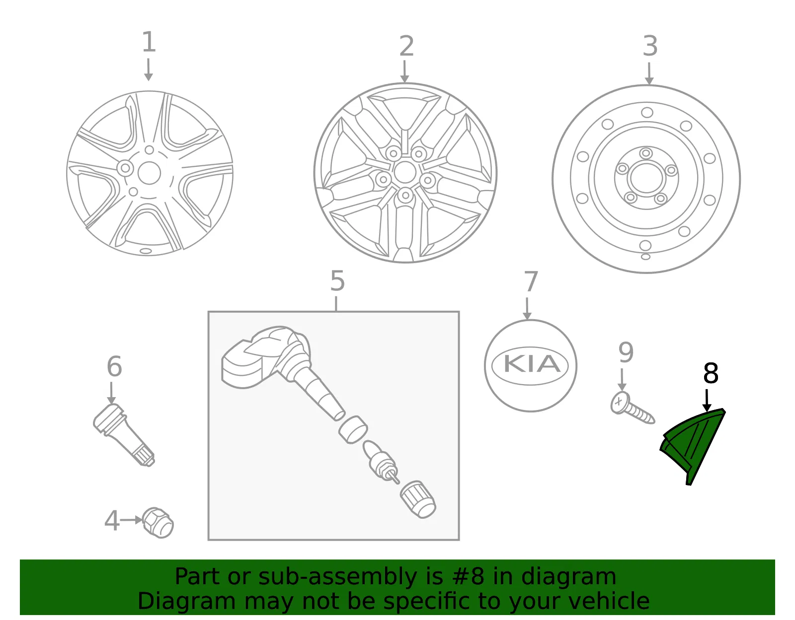 Center Cap Insert - Kia (52973-1M500) - view 2