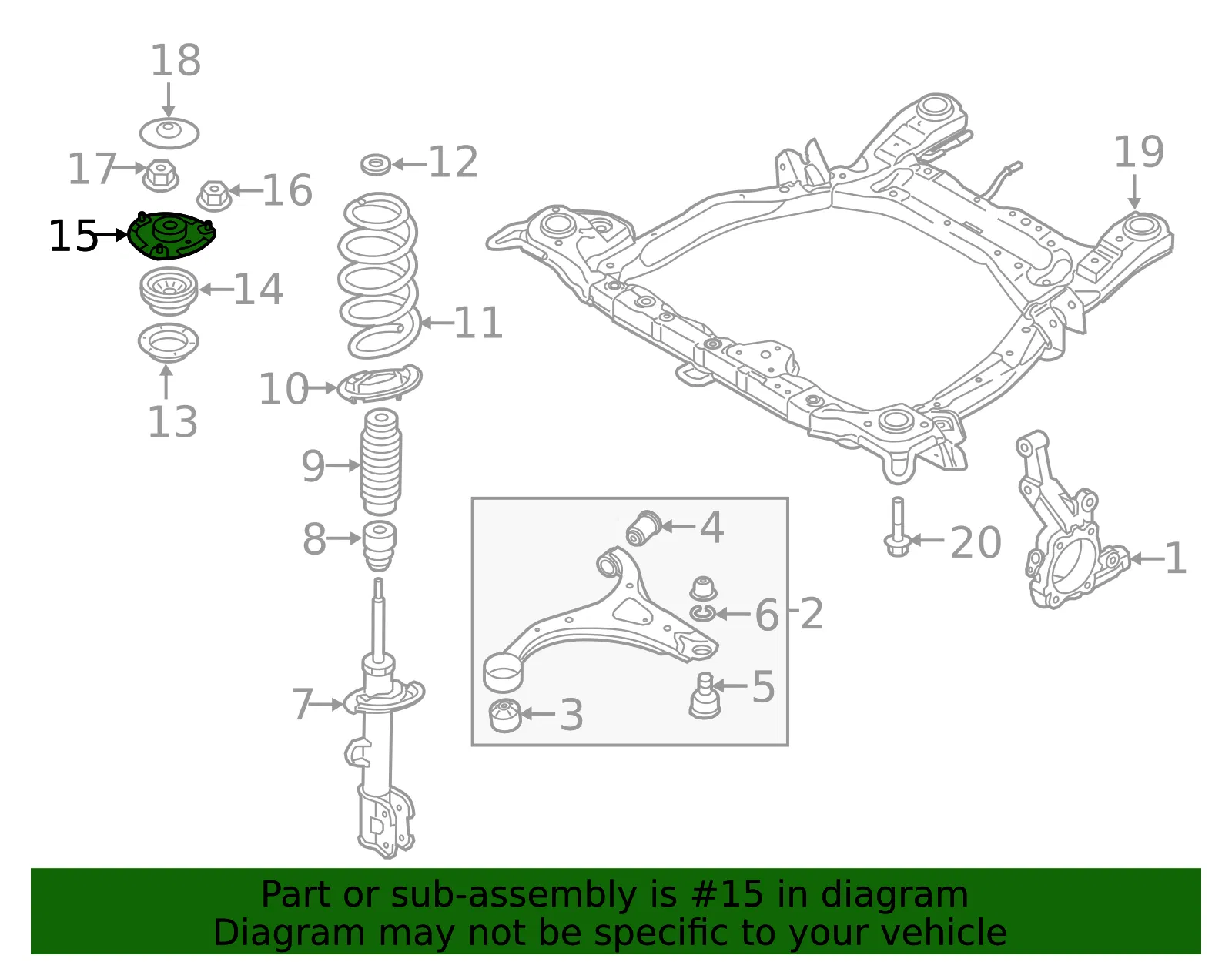 Upper Mount - Kia (54610-2P000) - view 2
