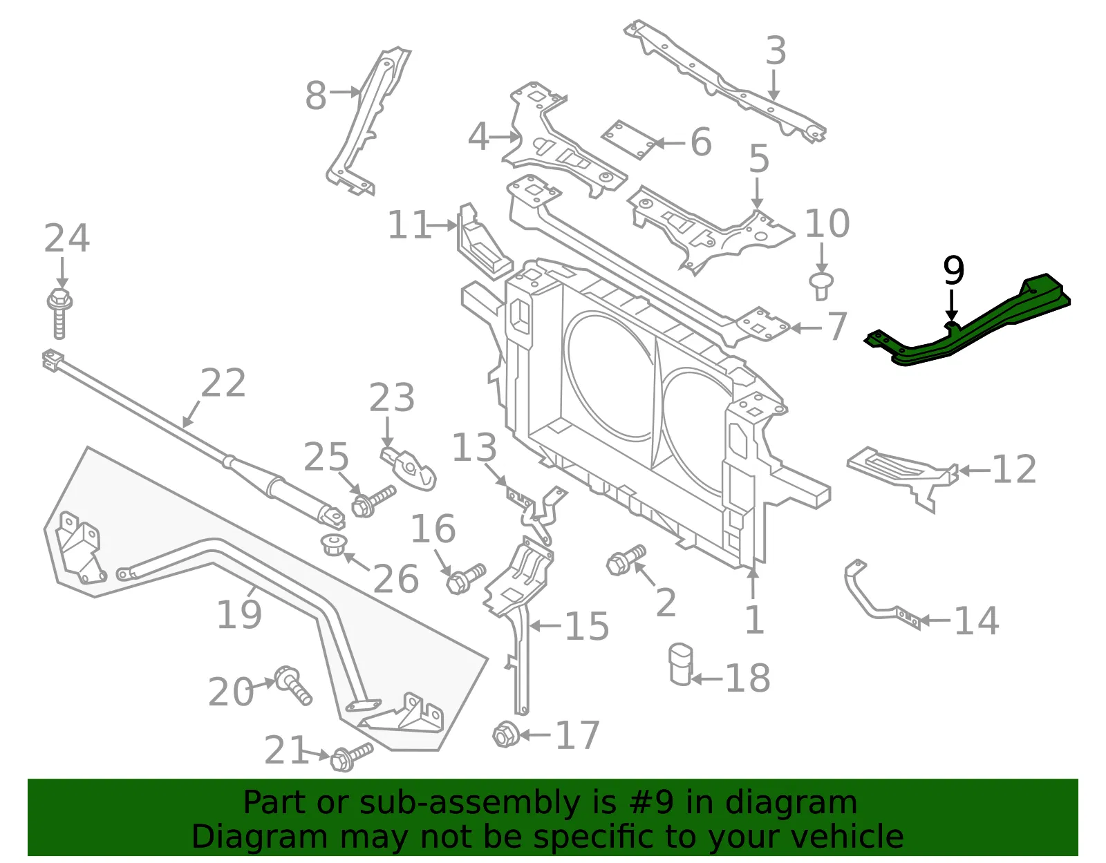 Side Support - Driver's Side (LH) - Nissan (62521-1EA0A) - view 2