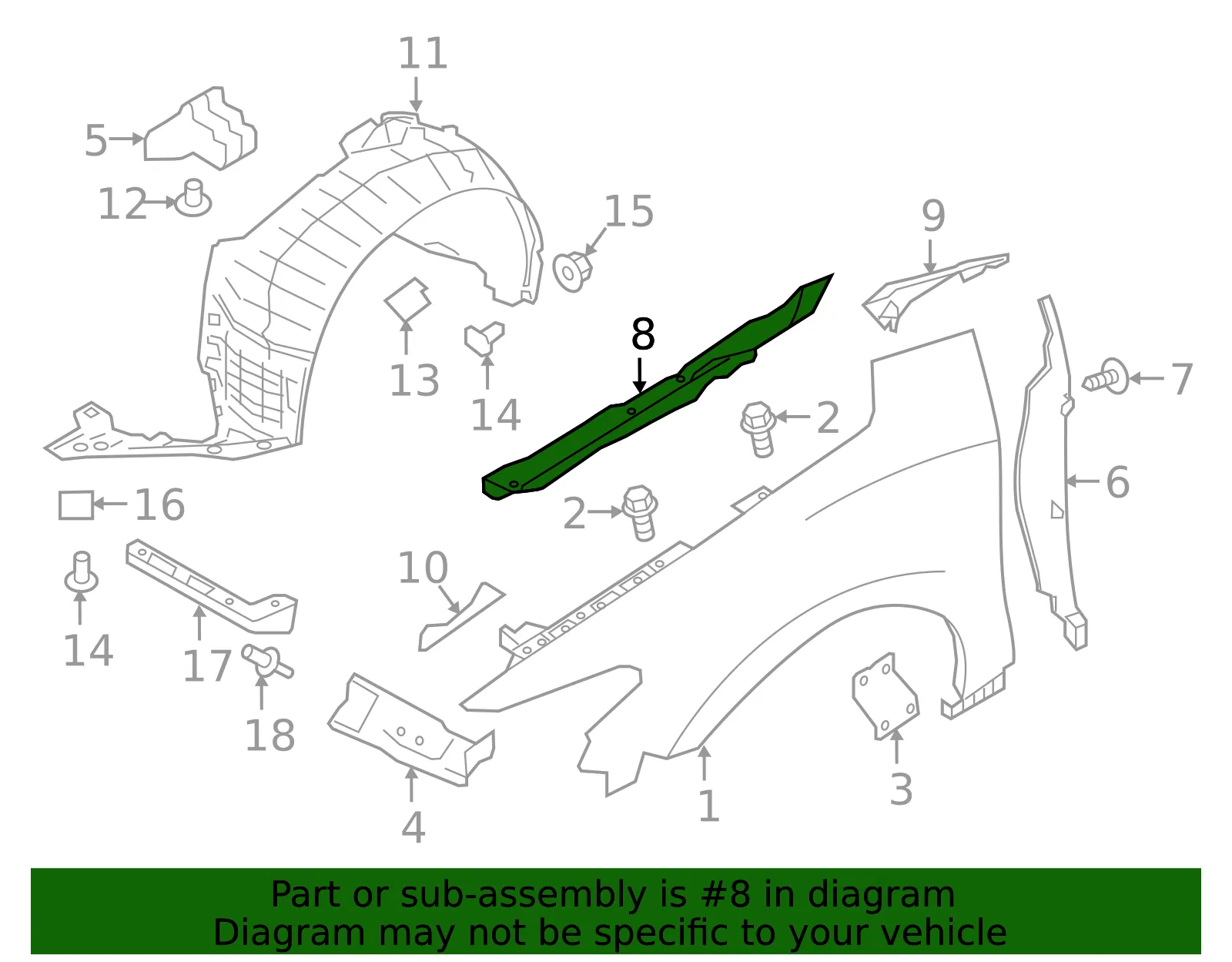 Upper Seal - Driver's Side (LH) - Nissan (63821-4RA0A) - view 2