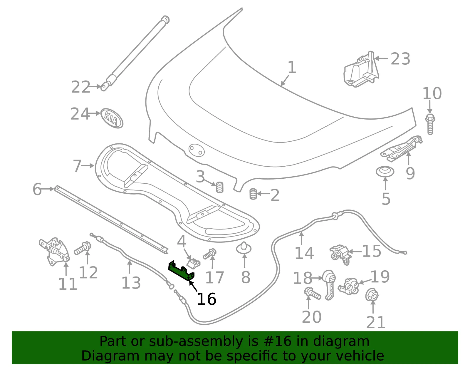Release Cable Bracket - Kia (64158-E4000) - view 2