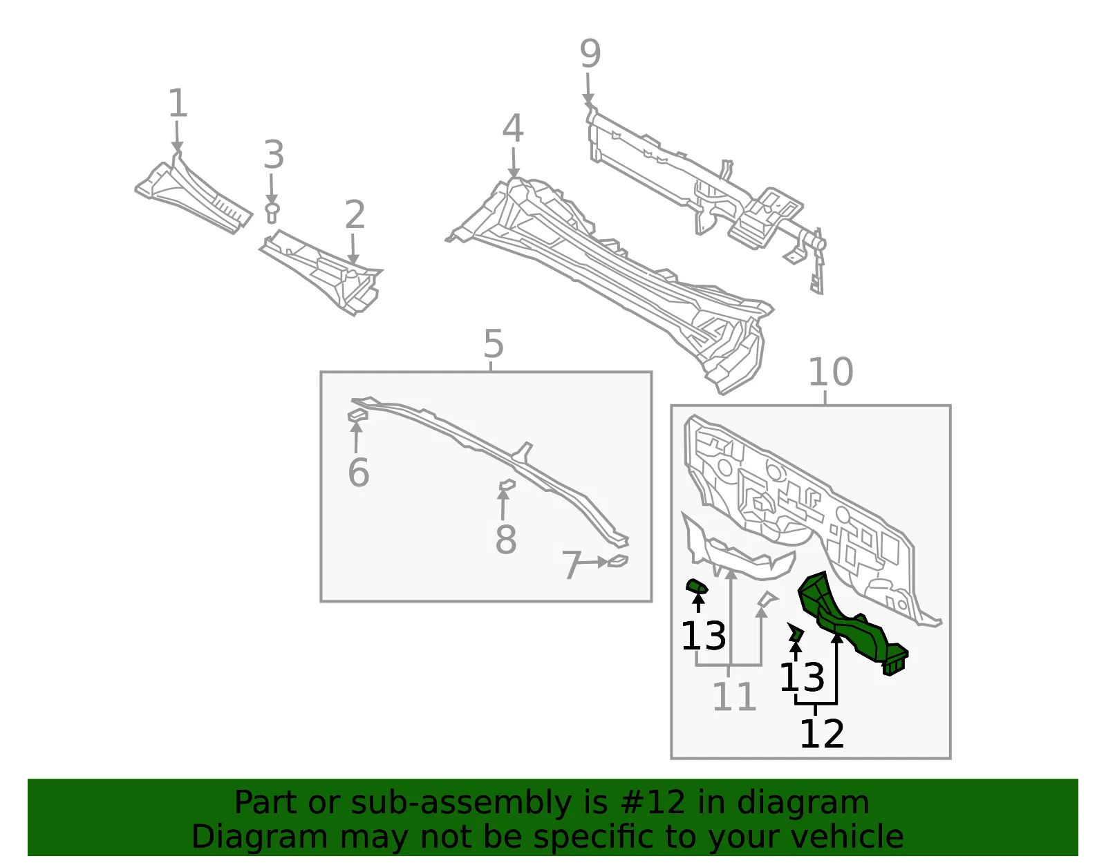 Lower Extension - Driver's Side (LH) - Kia (64331-3E100) - view 2