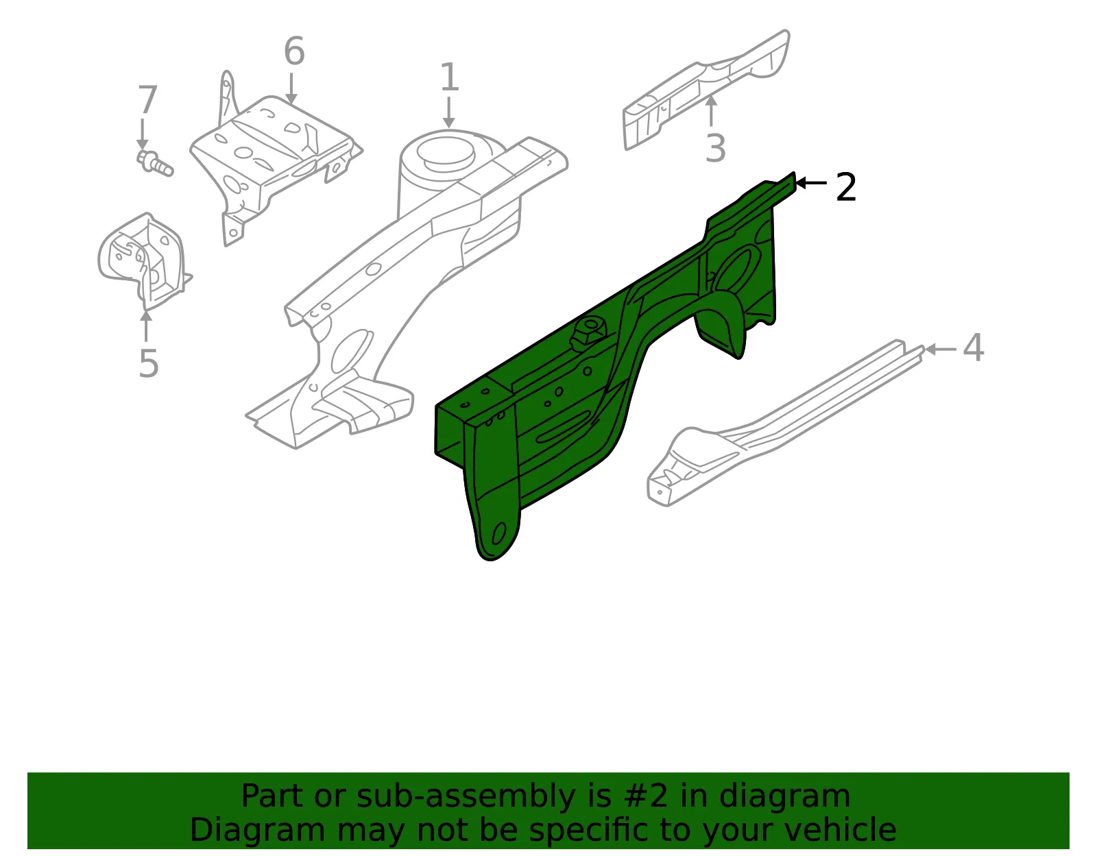 Rail Assembly - Driver's Side (LH) - Kia (0K32A-54300A) - view 2