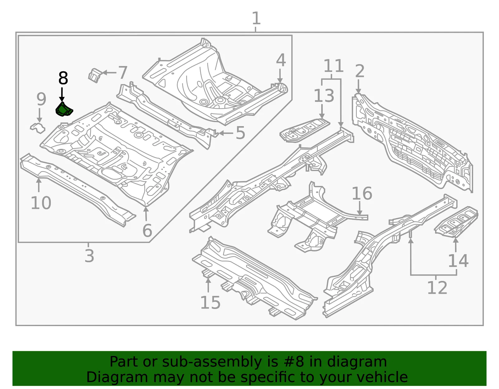 Center Floor Pan Support - Kia (65538-D4000) - view 2