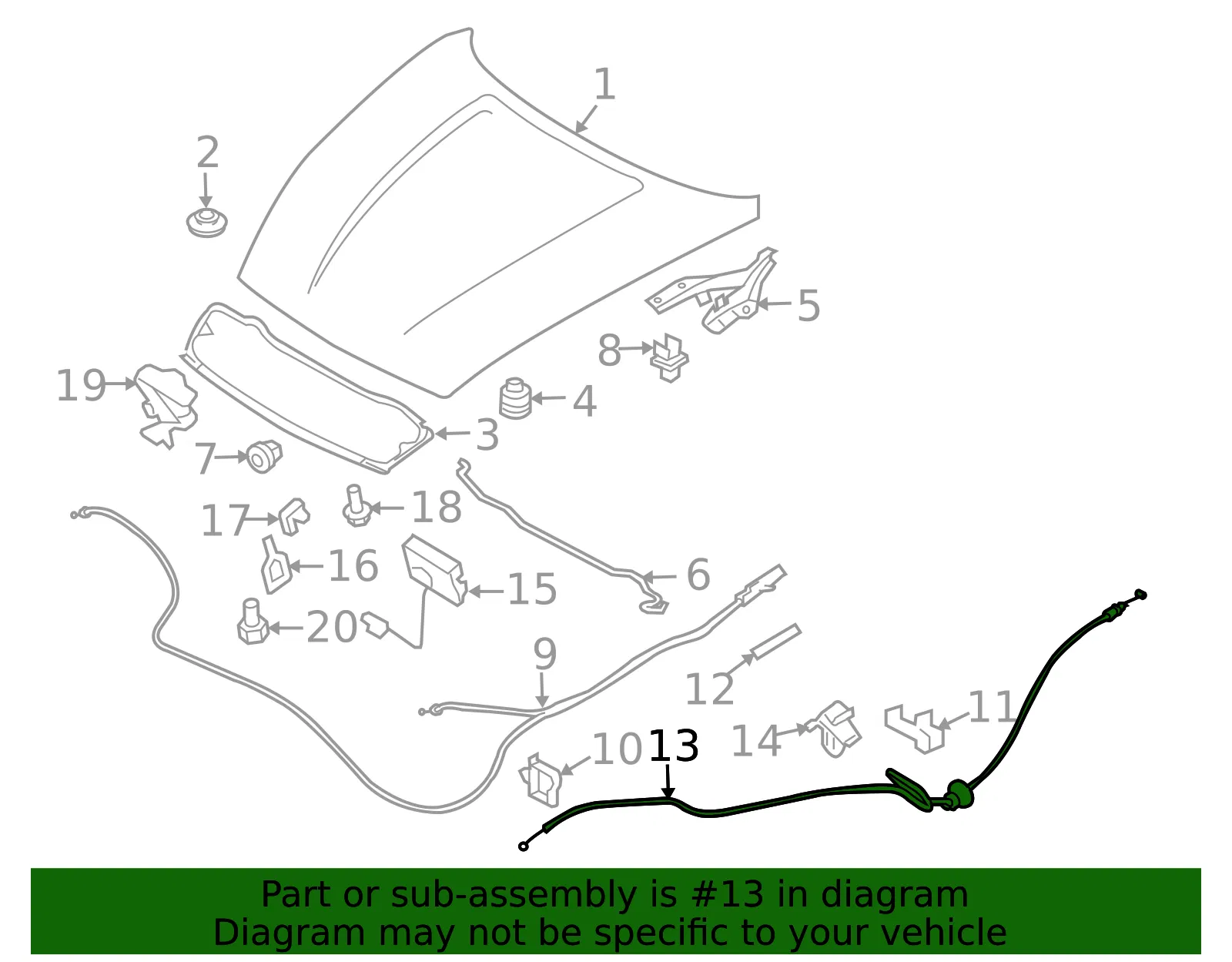 Release Cable - Nissan (65620-1EA0A) - view 2