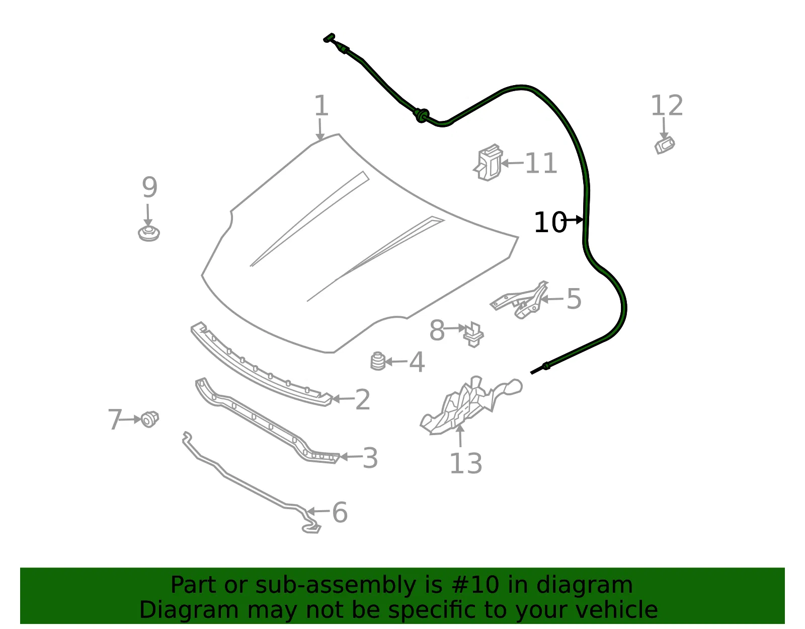Release Cable - Nissan (65620-CF00A) - view 3