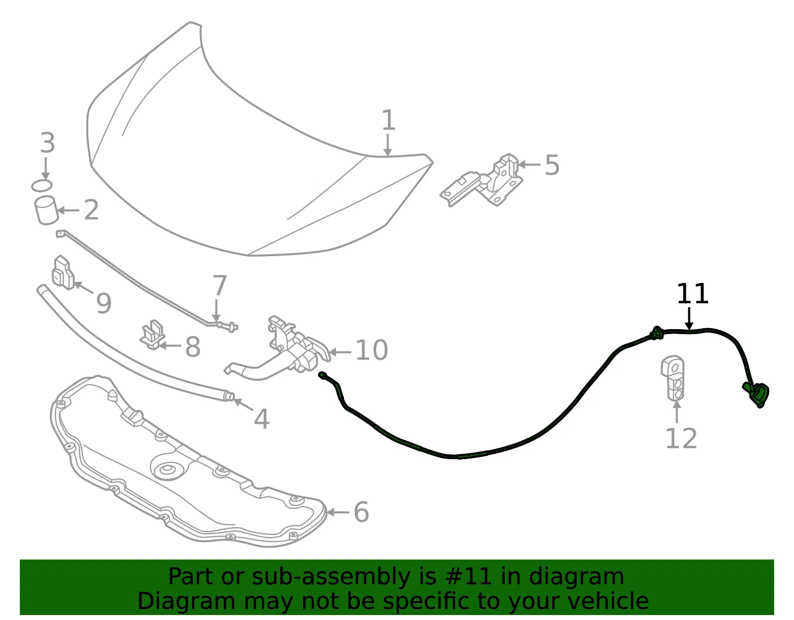 Release Cable - Nissan (65621-5MR0A) - view 2