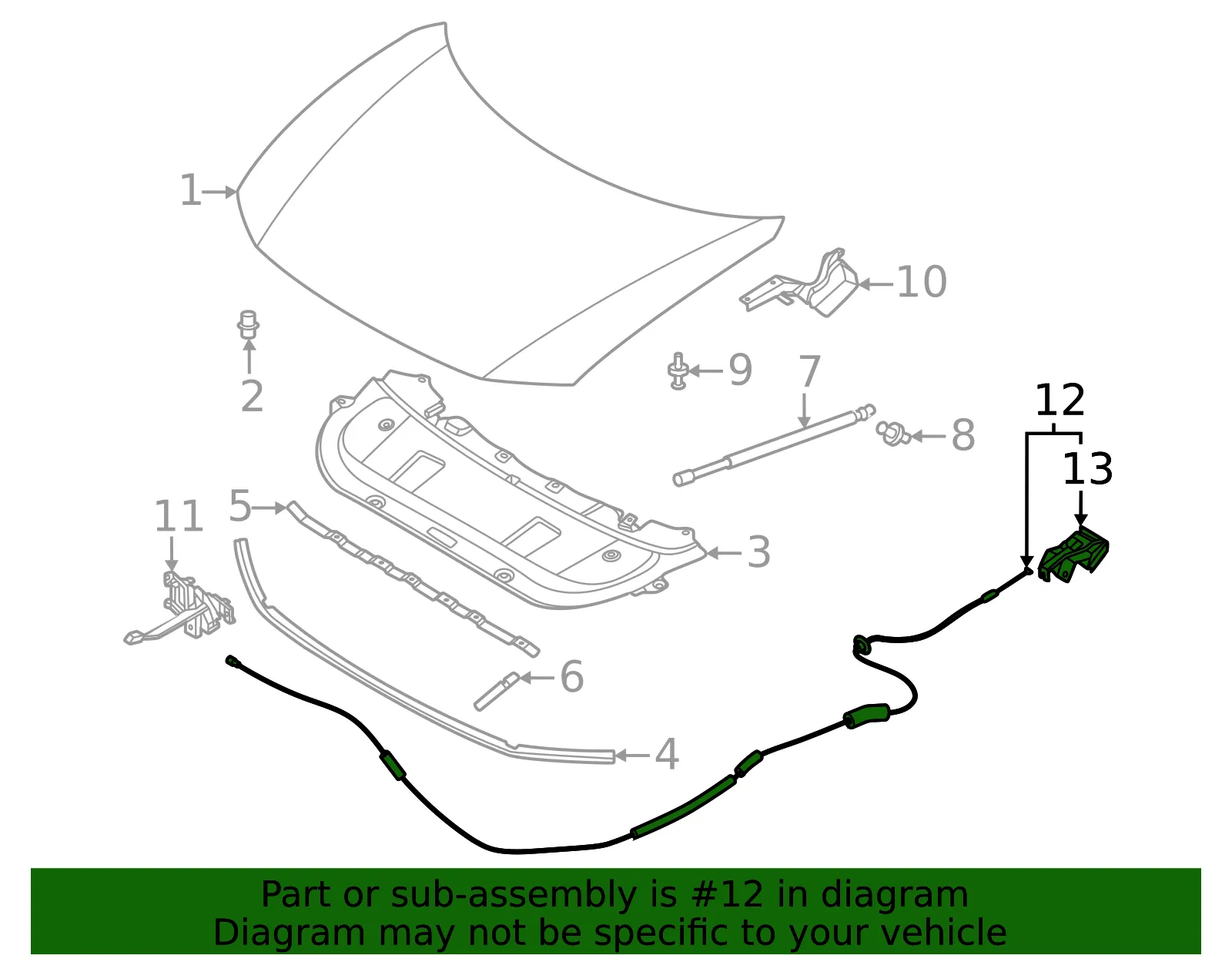 Release Cable - Nissan (65621-7BA0A) - view 2