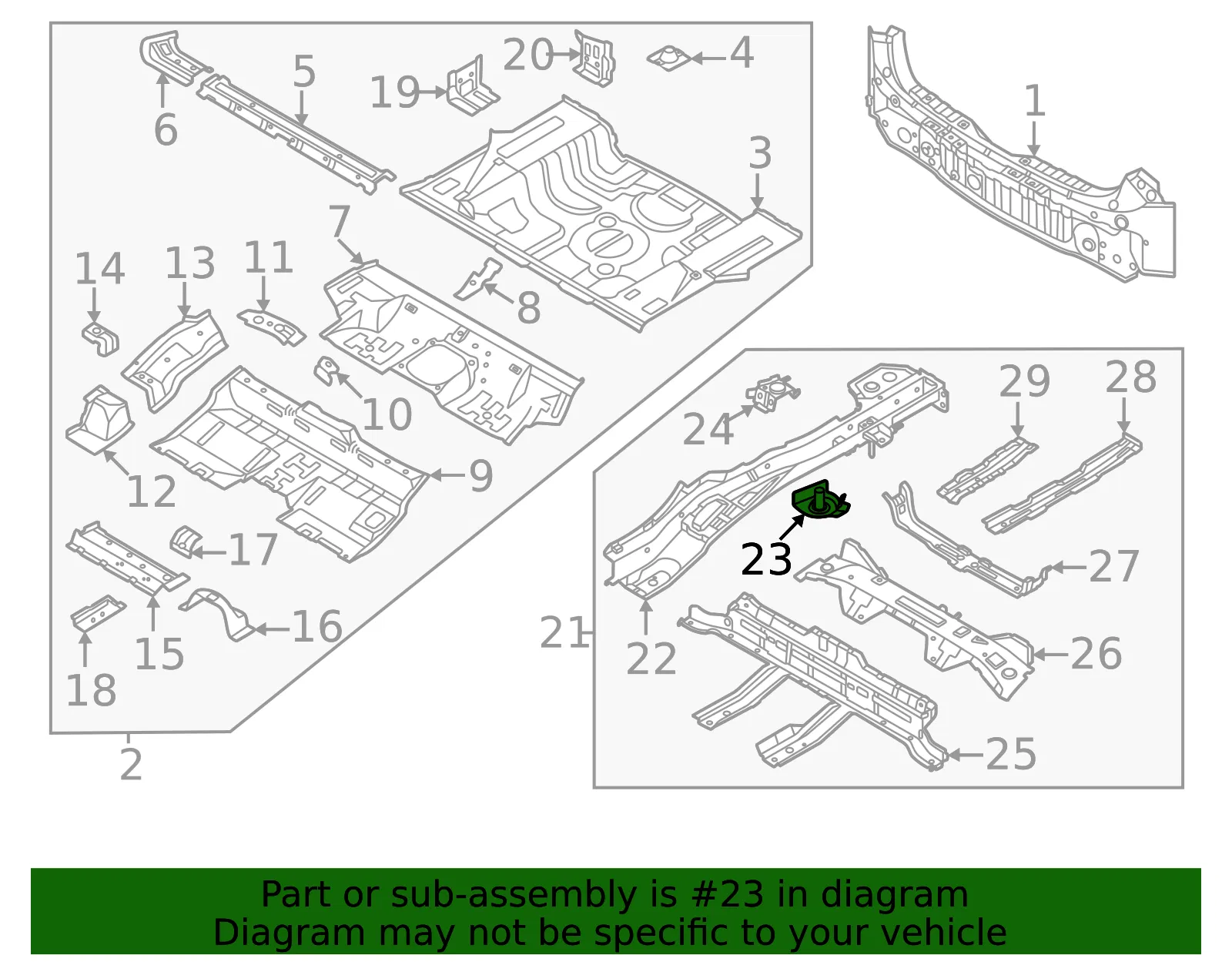 Side Rail Front Support - Kia (65663-AA030) - view 2