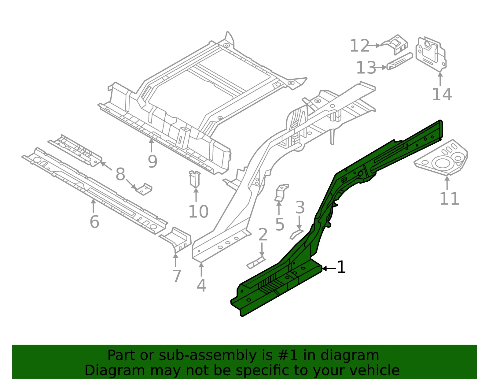 Outer Rail - Kia (65730-CV000) - view 2