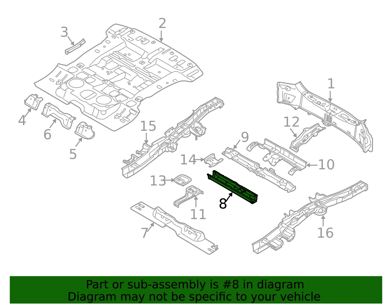 Floor Cross-Member - Kia (65820-2P200) - view 2