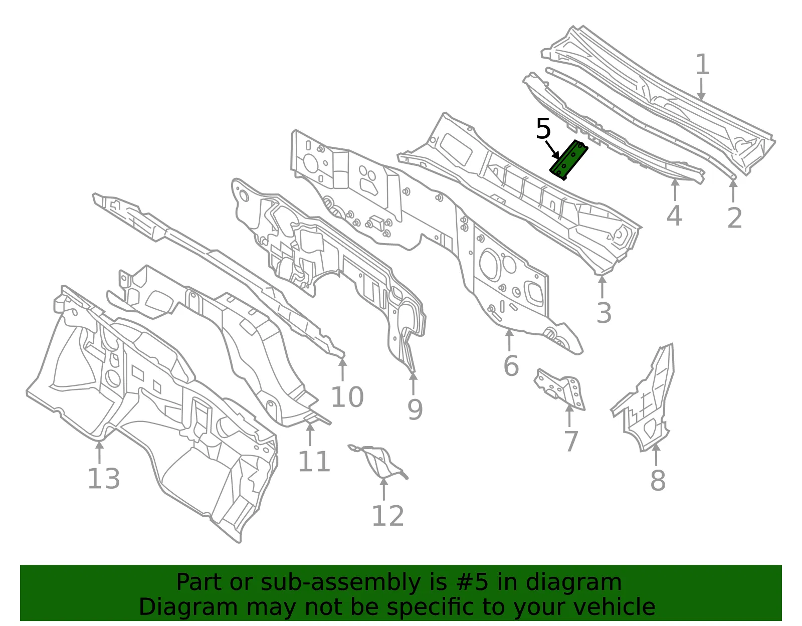 Cowl Plenum Panel Bracket - Nissan (66362-7JA1A) - view 2