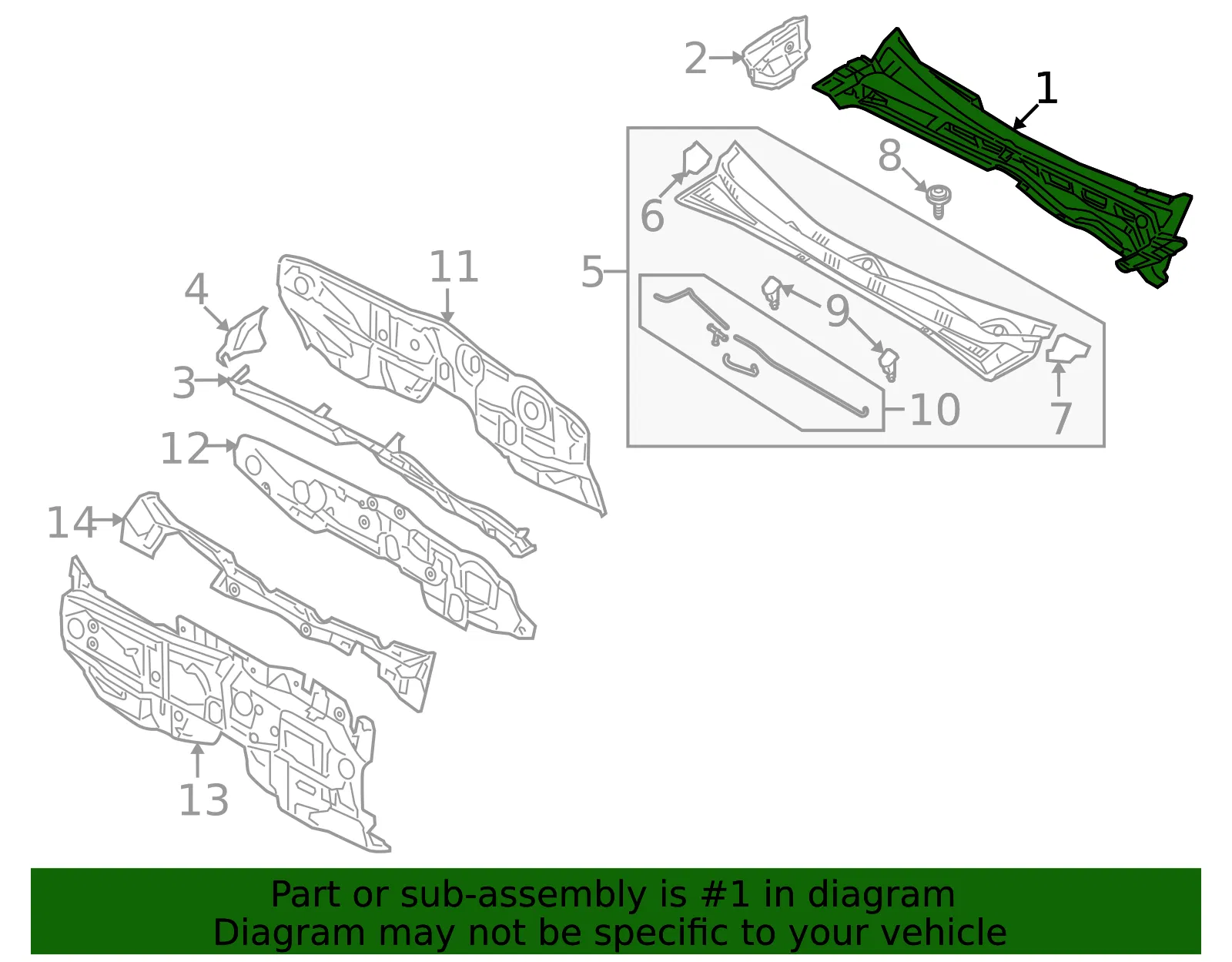 Cowl Panel - Kia (66700-2J010) - view 2