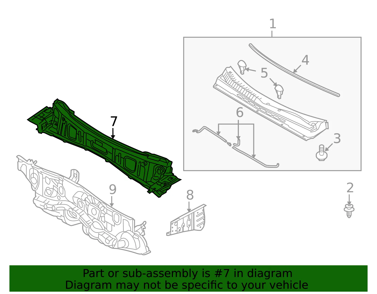 Cowl Panel - Kia (66700-2K350) - view 2