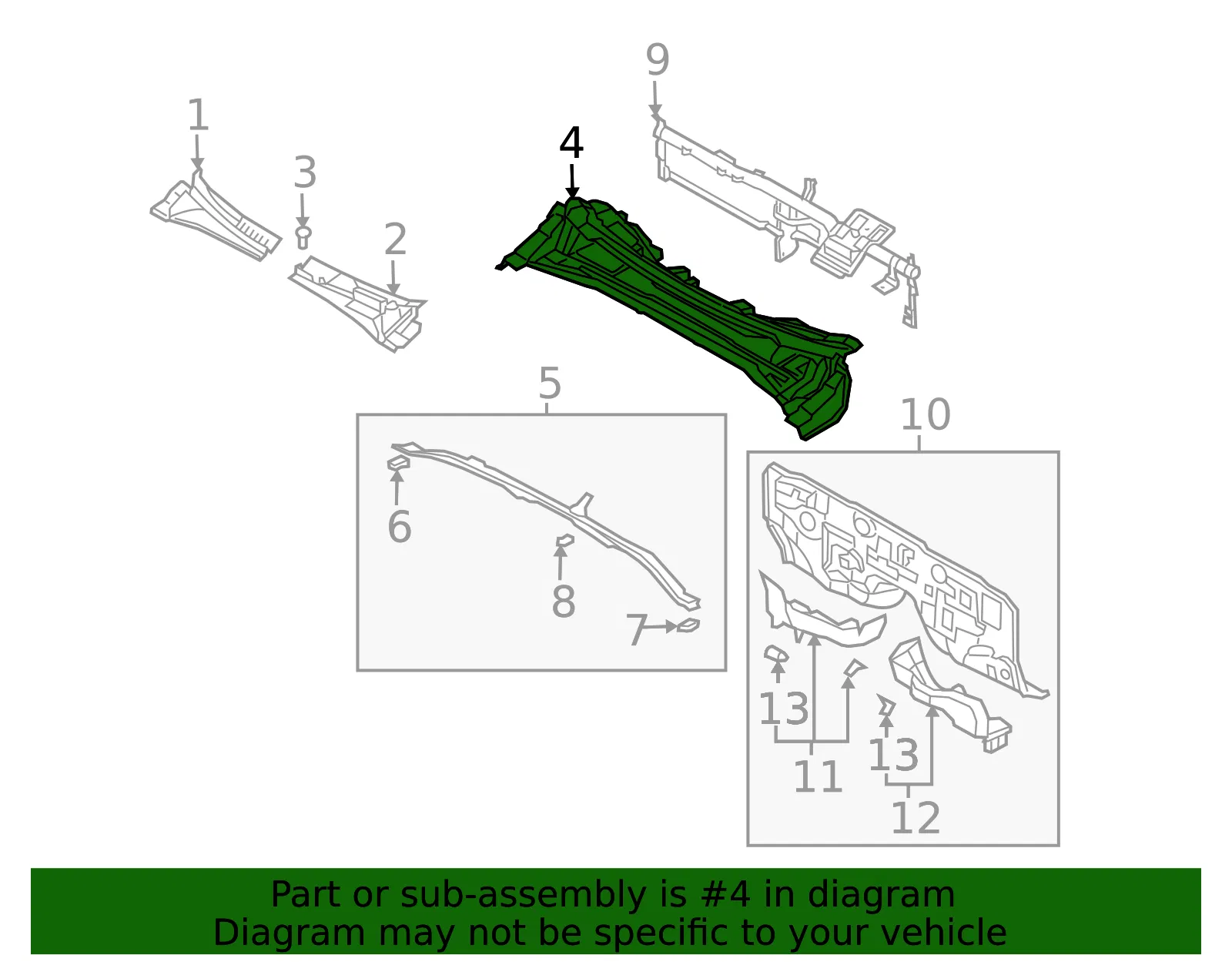 Cowl Top Panel - Kia (66700-3E310) - view 2
