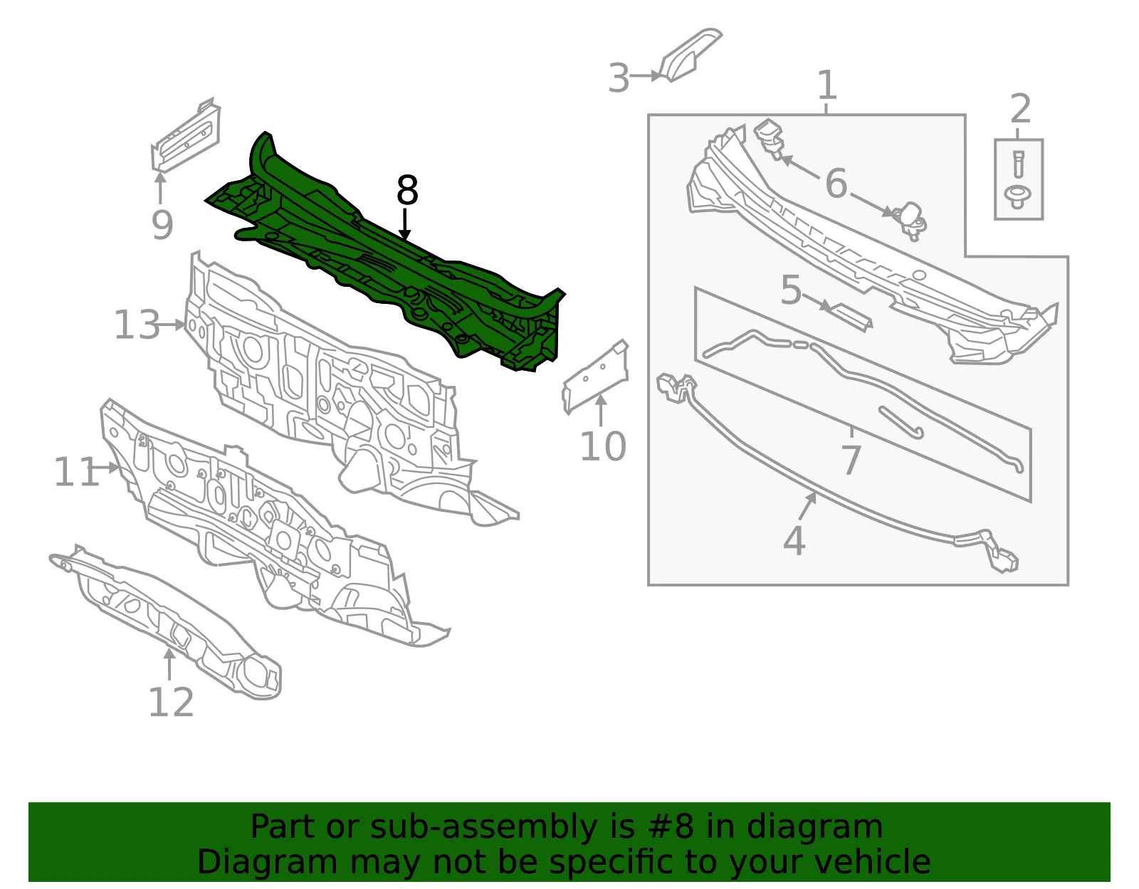 Cowl Panel - Kia (66700-A7001) - view 2