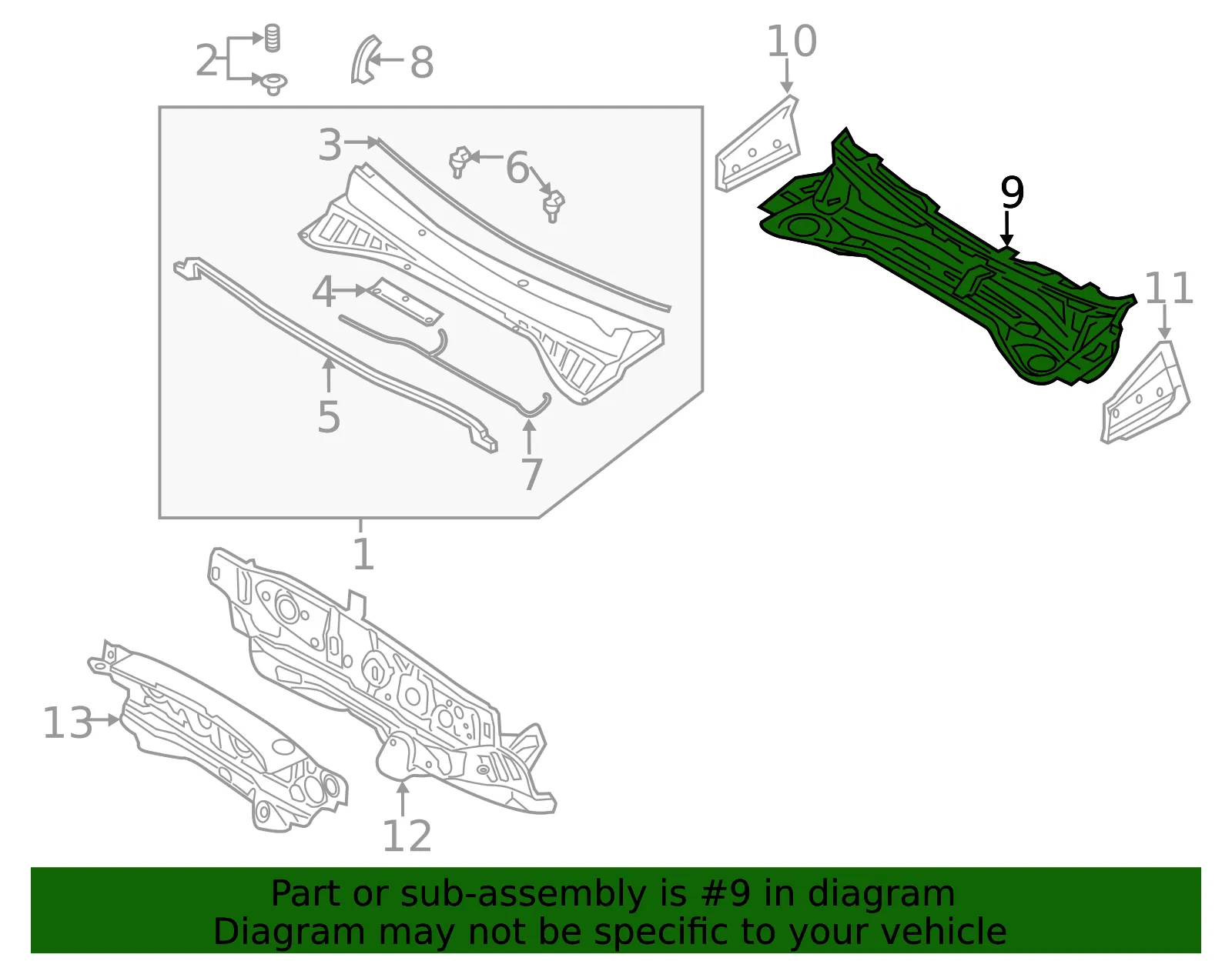 Cowl Panel - Kia (66700-C6000) - view 2
