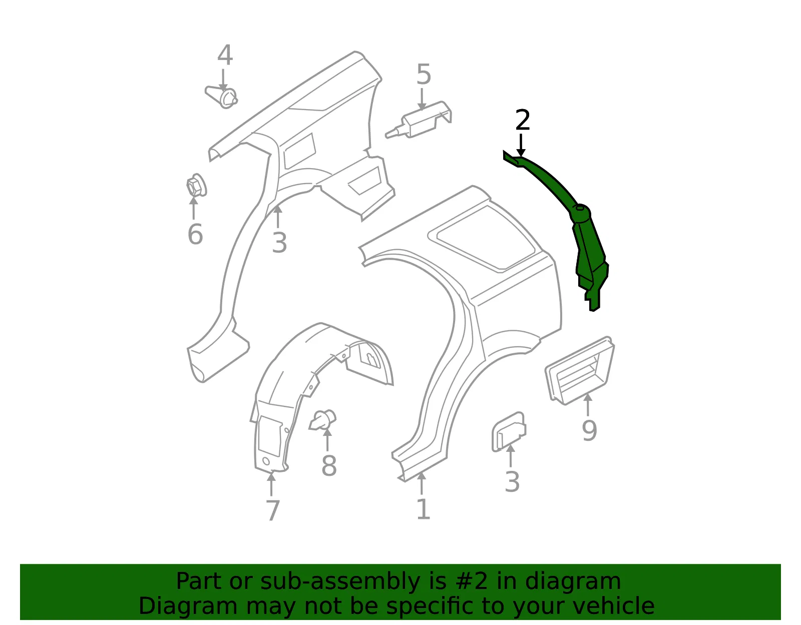 Rear Panel - Passenger Side (RH) - Kia (71580-3E310) - view 2
