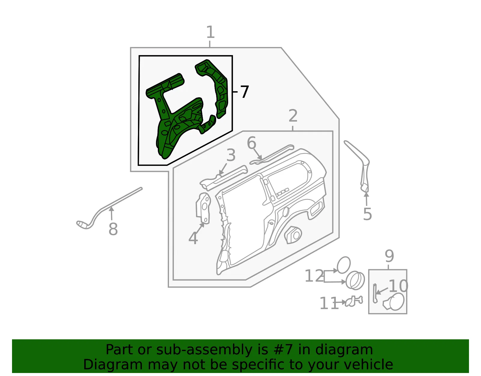Inner Side Panel - Passenger Side (RH) - Kia (71602-4D511) - view 2