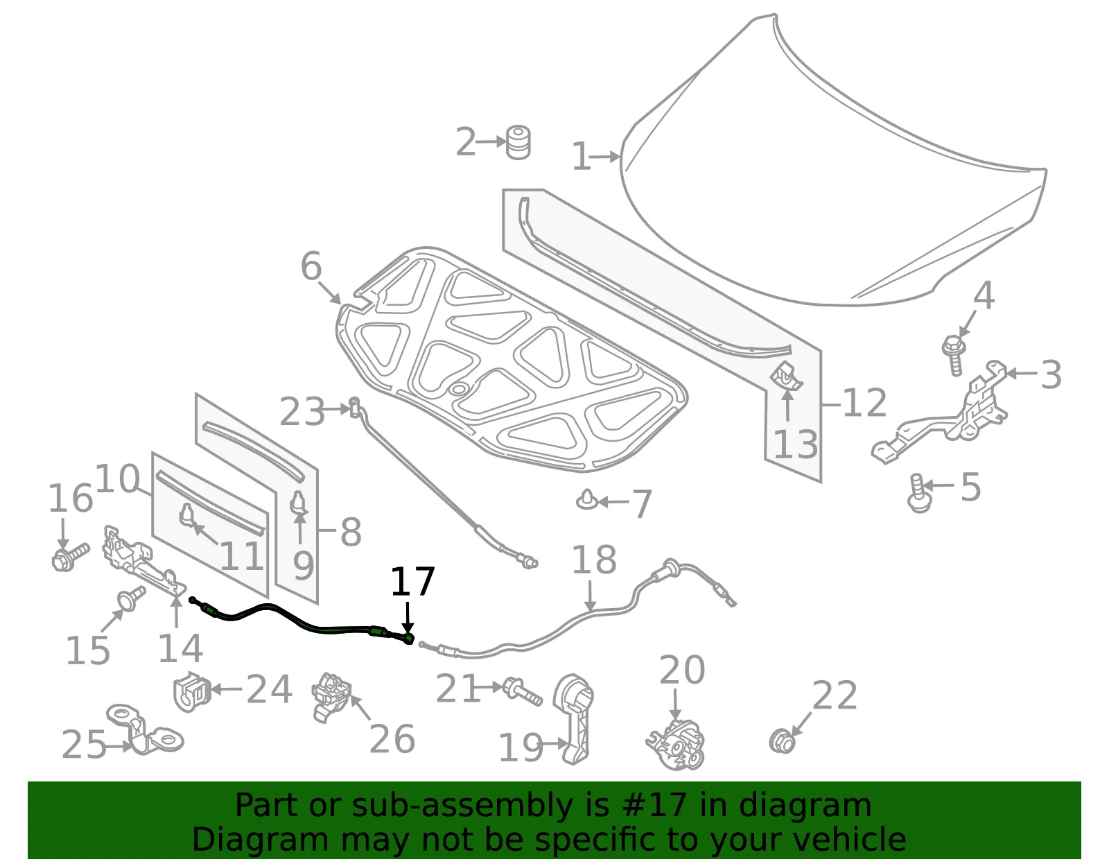 Release Cable - Kia (81190-1M100) - view 2