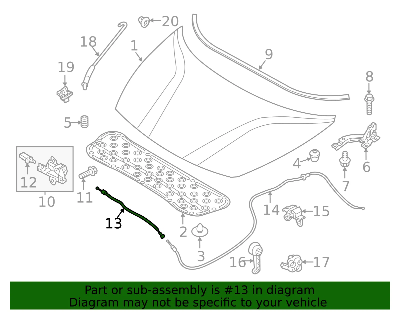 Release Cable - Kia (81190-1W100) - view 2