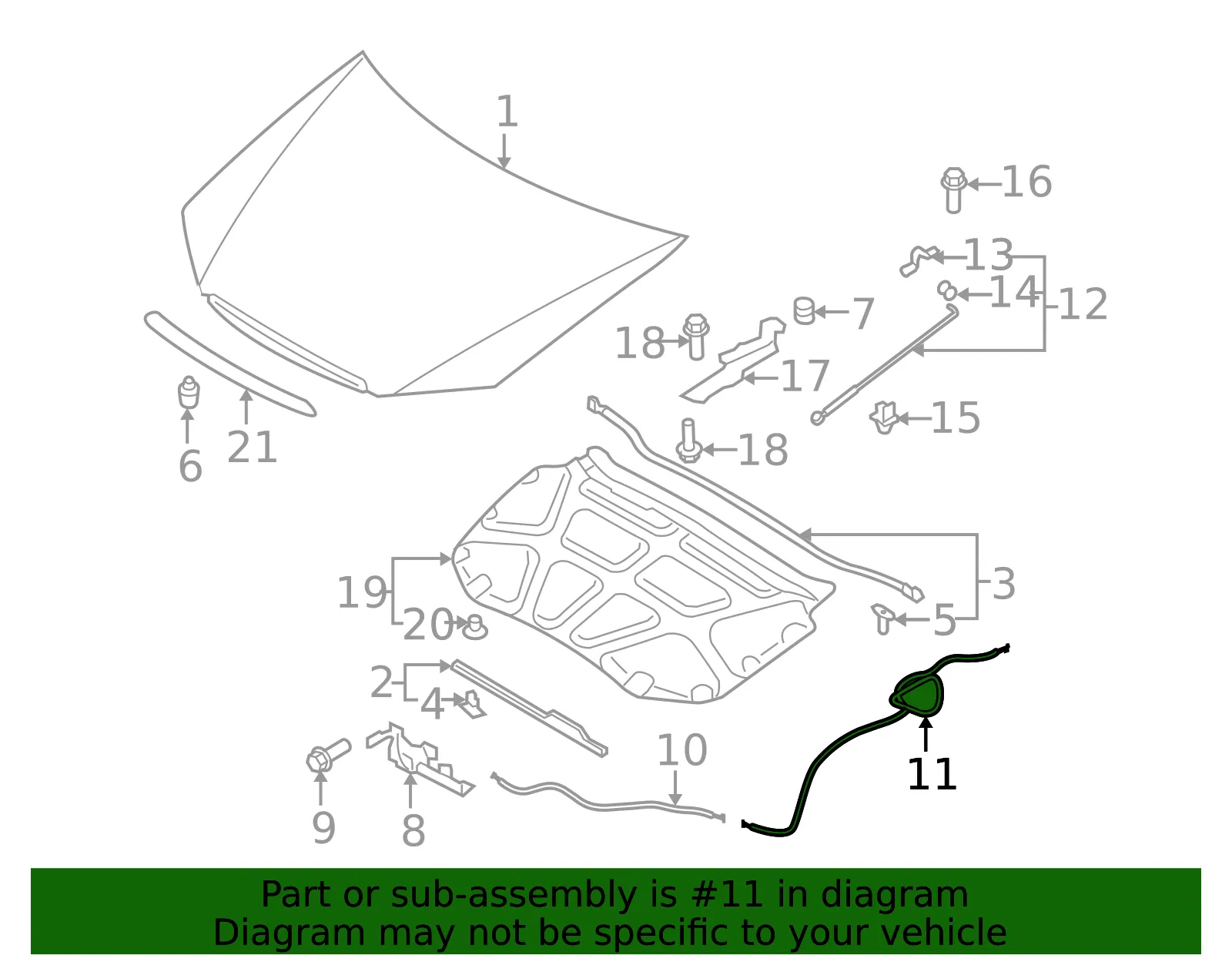 Release Cable - Kia (81190-2F000) - view 2