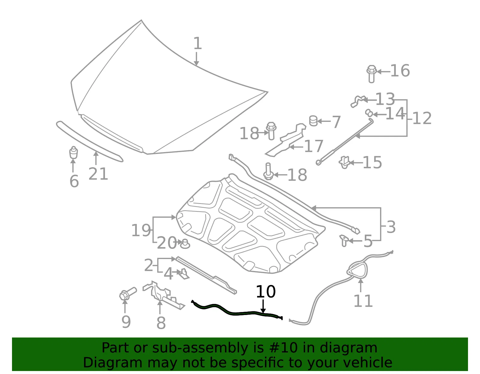 Release Cable - Kia (81190-2F100) - view 2