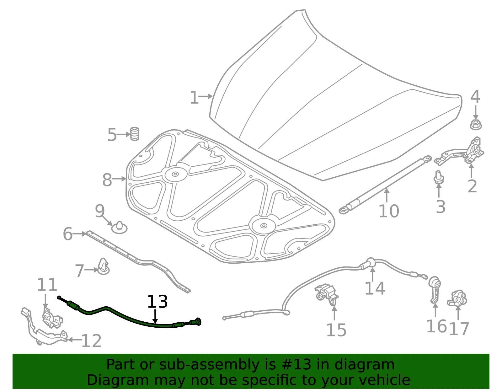 Release Cable - Kia (81190-3R600) - view 2