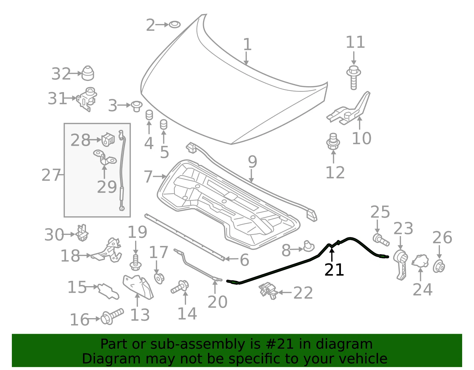 Release Cable - Kia (81190-3W000) - view 2