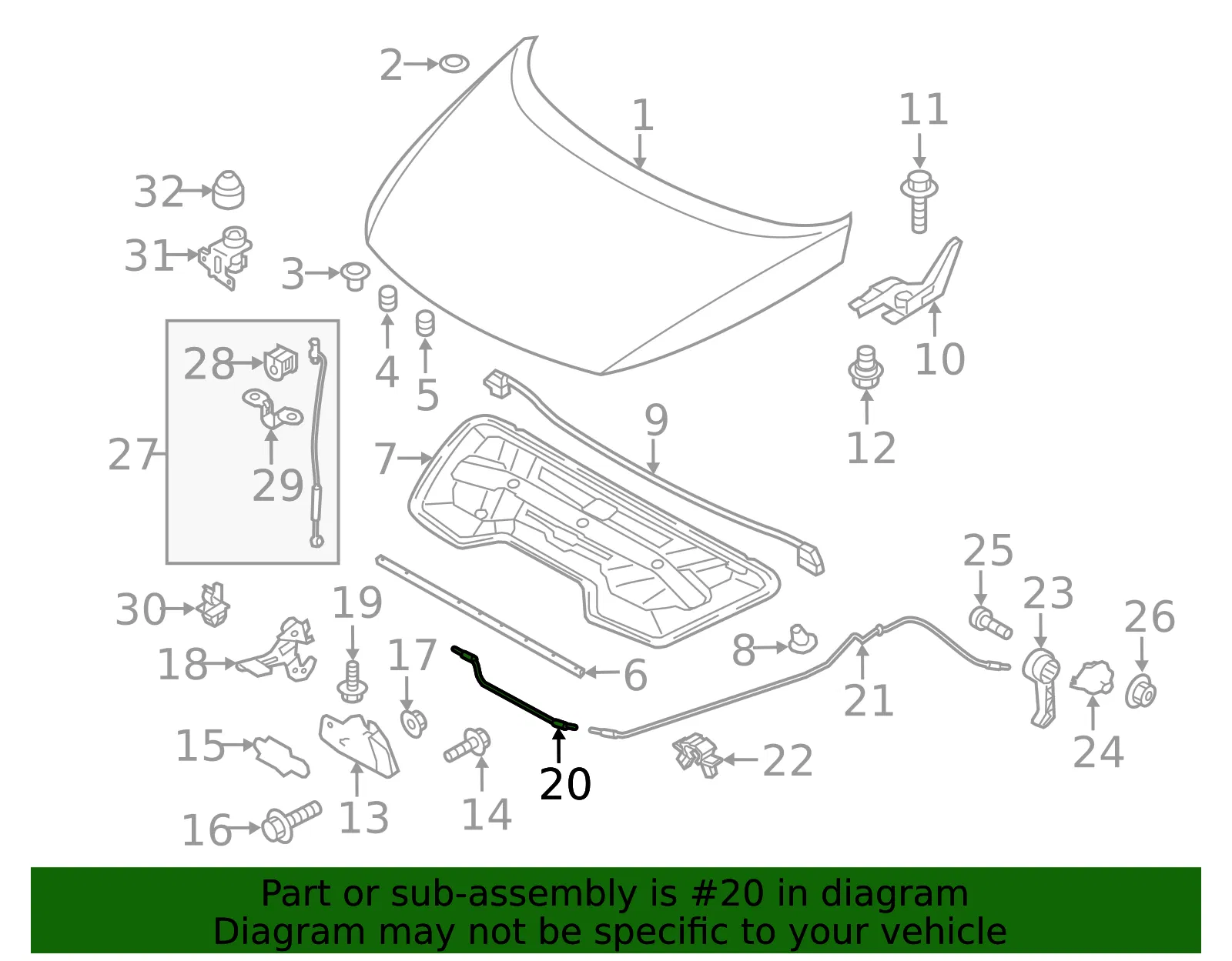 Release Cable - Kia (81190-3W100) - view 2