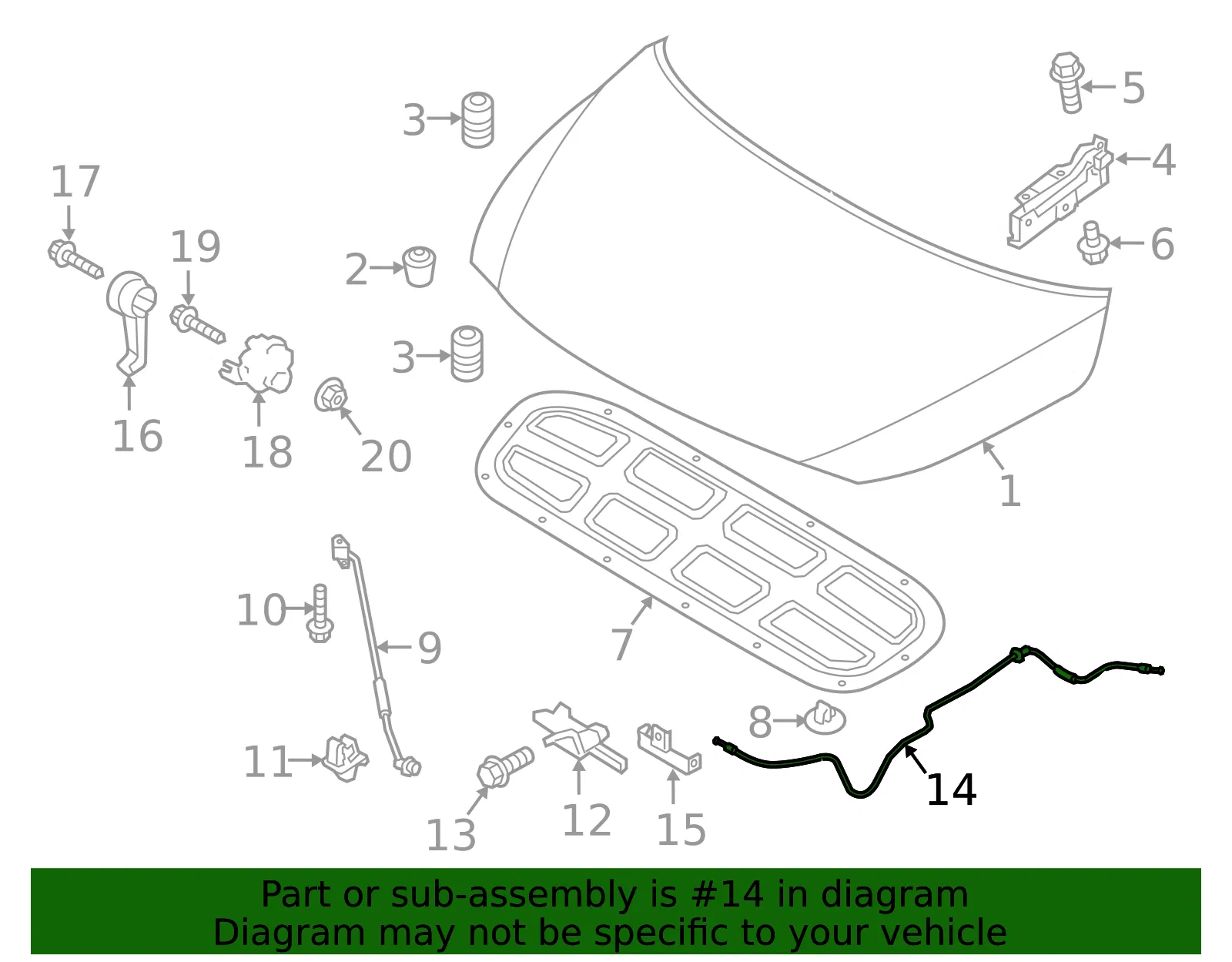 Release Cable - Kia (81190-A9050) - view 2